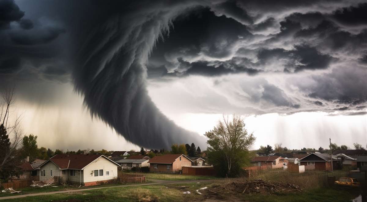 calamità naturali scena di tornado in azione