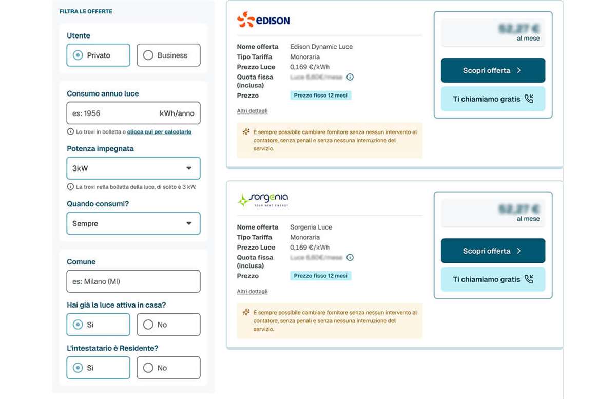 come funziona confronto luce