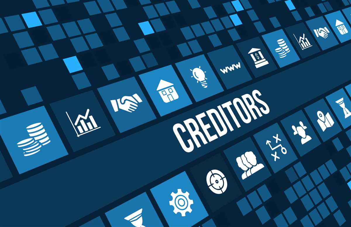 icone su sfondo blu con scritta creditors