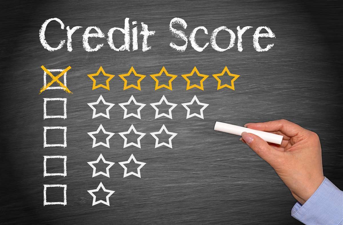 Lavagna con su la scaletta dei livelli del 'credit score'