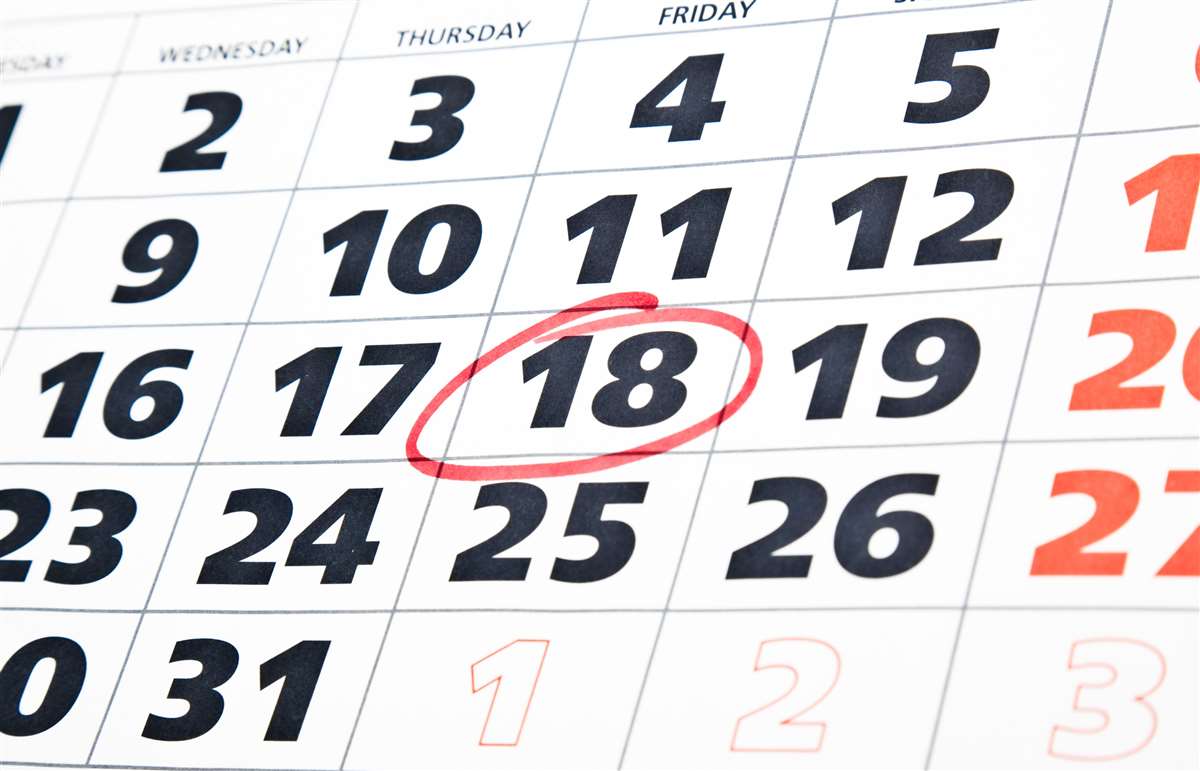 data del 18 cerchiata in rosso sul calendario
