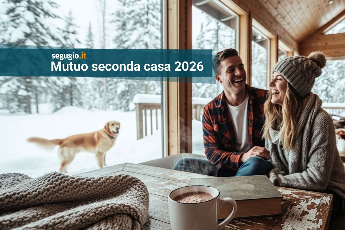 coppia seduta a tavola che ride circondata da un paesaggio innevato