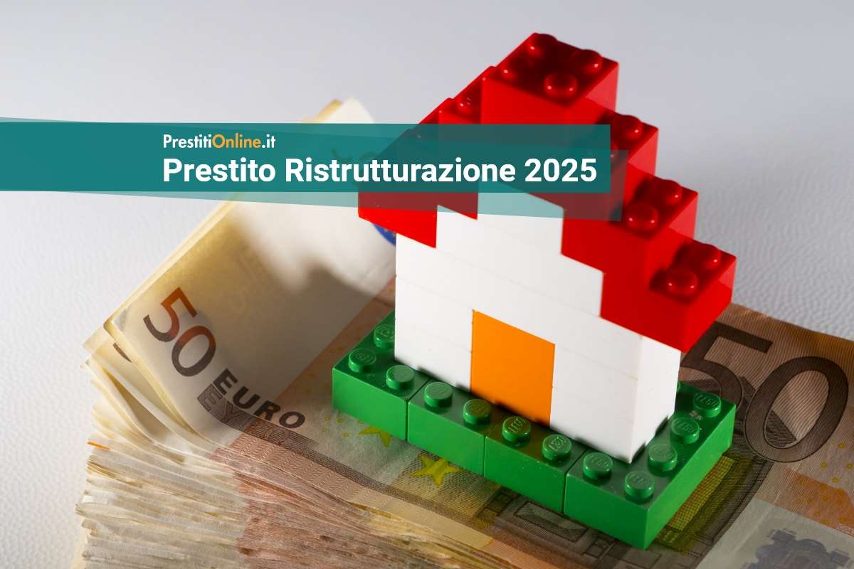 modellino di casa in lego appoggiato su un plico di banconote da 50 euro
