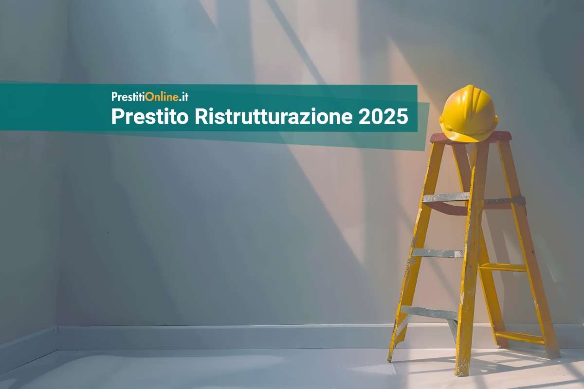 offerte di prestito ristrutturazione casa 2025 una scala e un elmetto protettivo in una stanza vuota