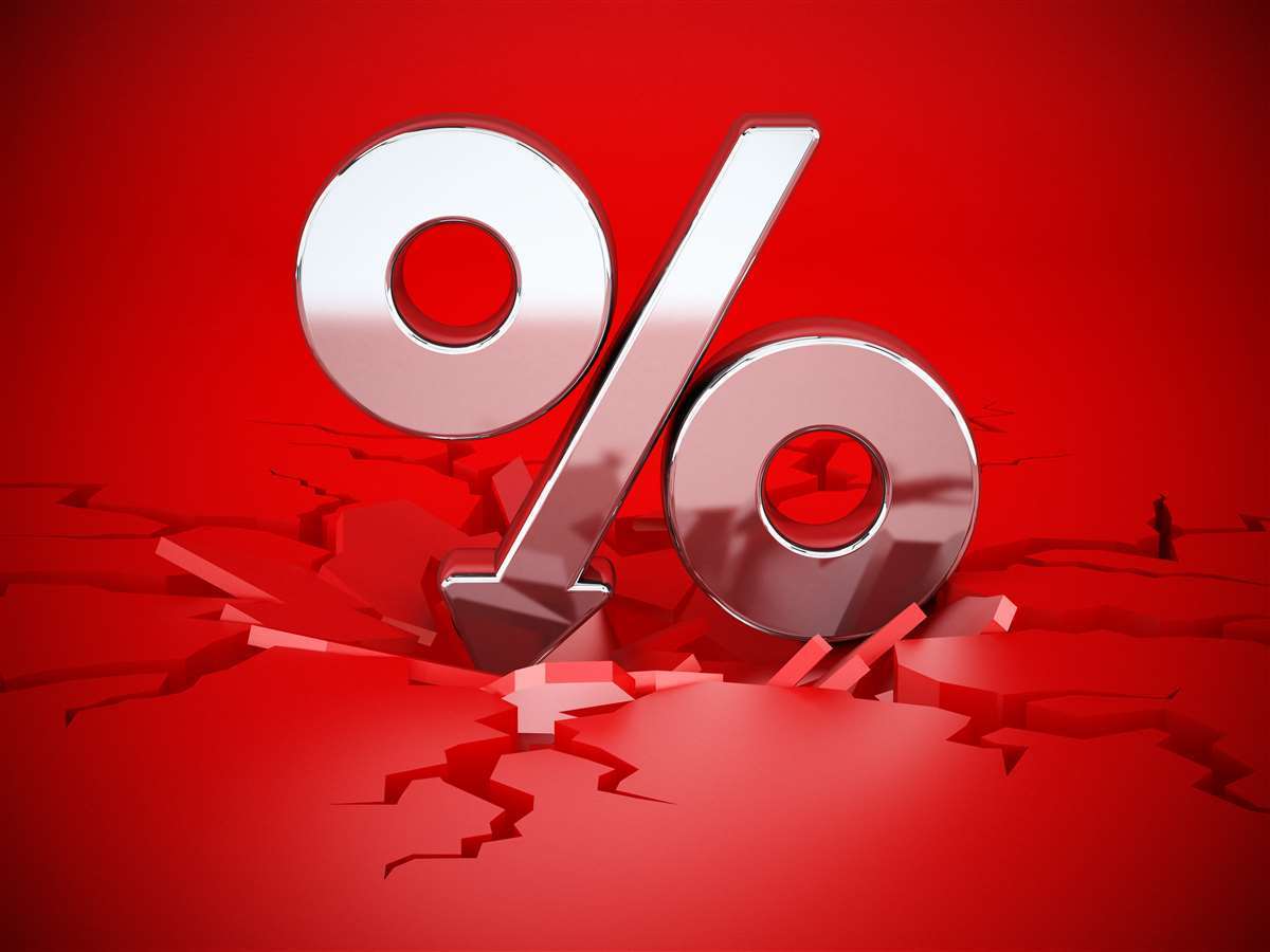 simbolo di percentuale su sfondo rosso