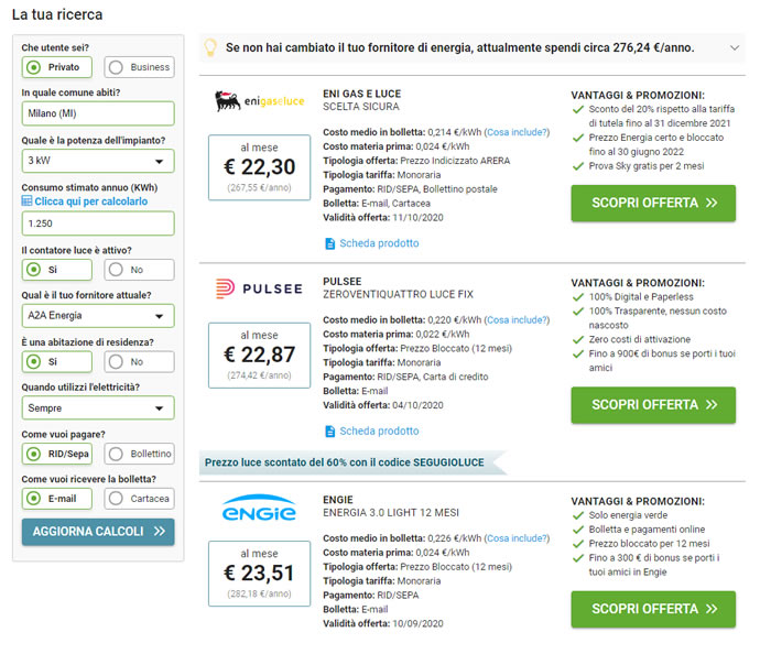 Come Funziona Il Confronto Energia Elettrica Su Segugio | Segugio.it